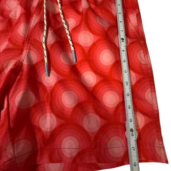 Psycho Bunny Mens XL Elgin Swim Trunks Shorts Neon Red Geometric Circles - Picture 10 of 14